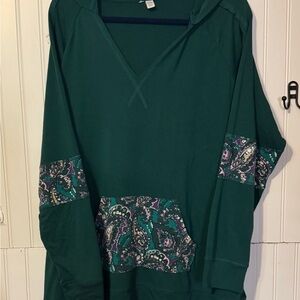 Teal Hoodie with Paisley Details Sz 18/20